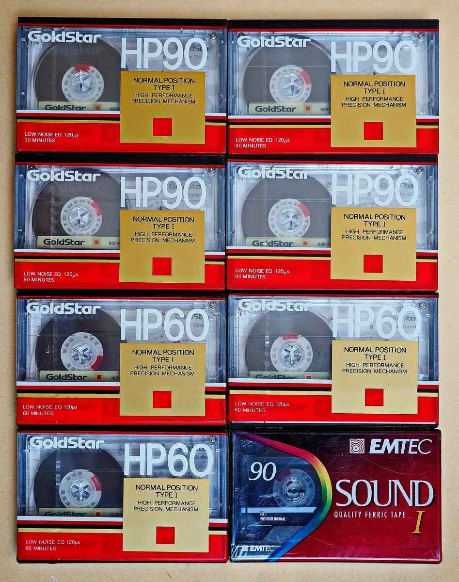 Vendora Κασέτες ήχου σφραγισμένες, 7x Goldstar C60-90 -&- 1x EMTEC-BASF C90