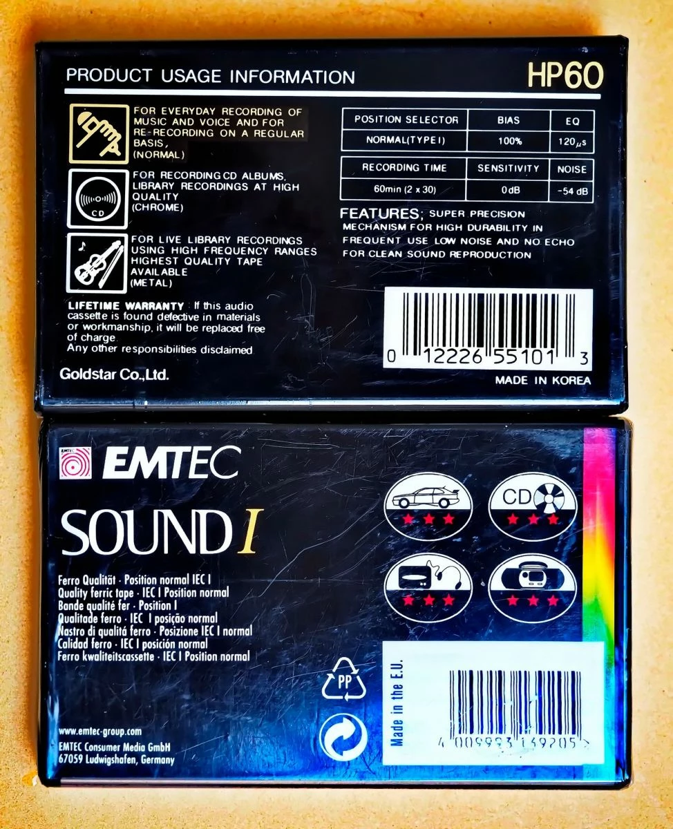 Vendora Κασέτες ήχου σφραγισμένες, 7x Goldstar C60-90 -&- 1x EMTEC-BASF C90 - Image 2